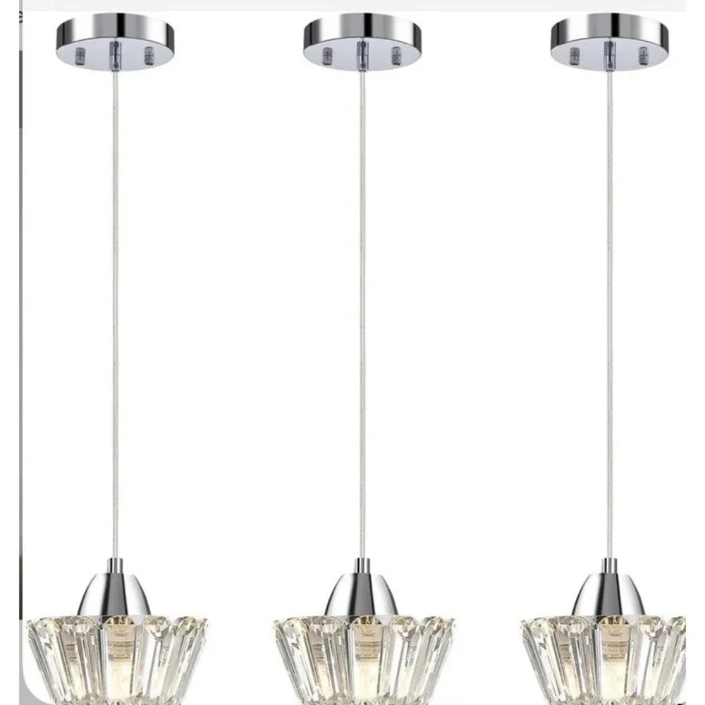 Modern Crystal Pendant Light Fitting Glass Hanging Island Chandelier Lamps NIB